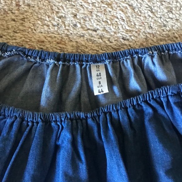 Denim Off The Shoulder Crop Top - Picture 2 of 5